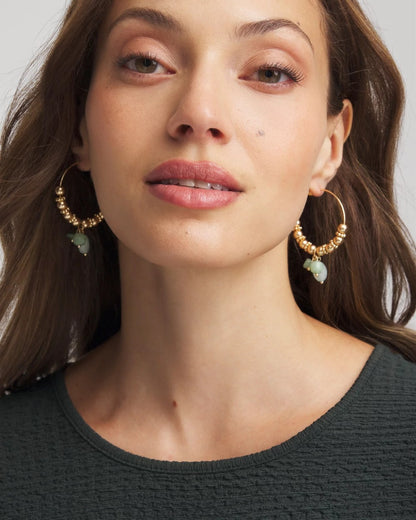 Chico's Special Offer - No Droop® Gem Beaded Hoop Earrings Gold