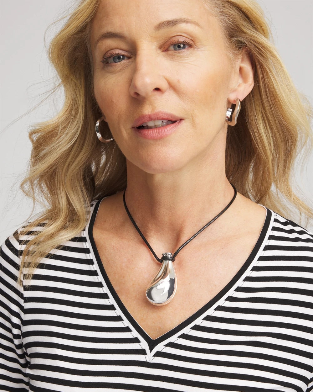 Chico's Popular - Silvertone Adjustable Pendant Necklace Mixed Metals