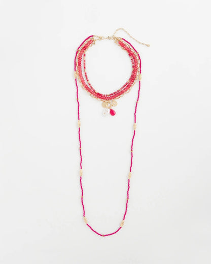 Chico's Essential - Convertible Beaded Pendant Necklace Pink