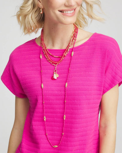 Chico's Essential - Convertible Beaded Pendant Necklace Pink