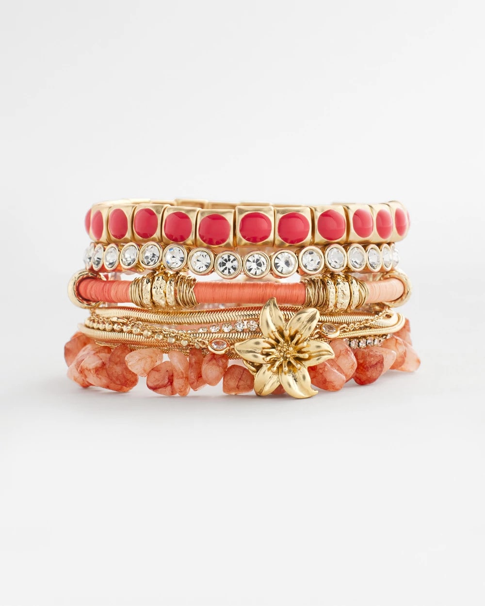 Chico's New - Bold Orange Goldtone Stretch Bracelet Orange