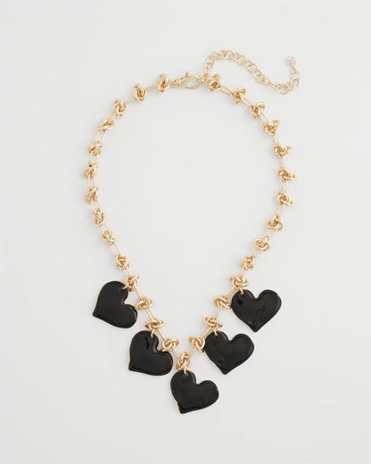 Chico's Trending - Black Heart Drop Off Necklace Black