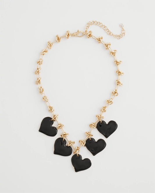 Chico's Trending - Black Heart Drop Off Necklace Black