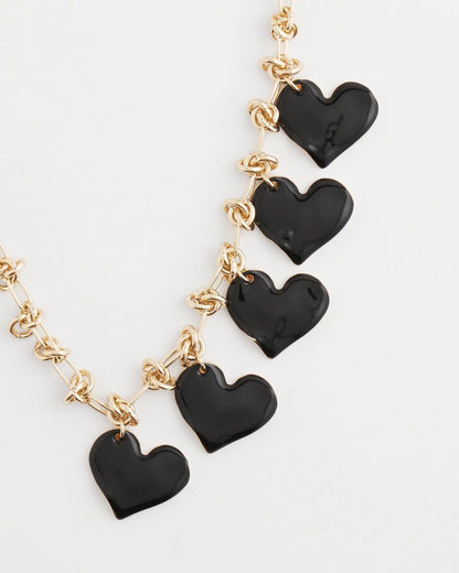 Chico's Trending - Black Heart Drop Off Necklace Black