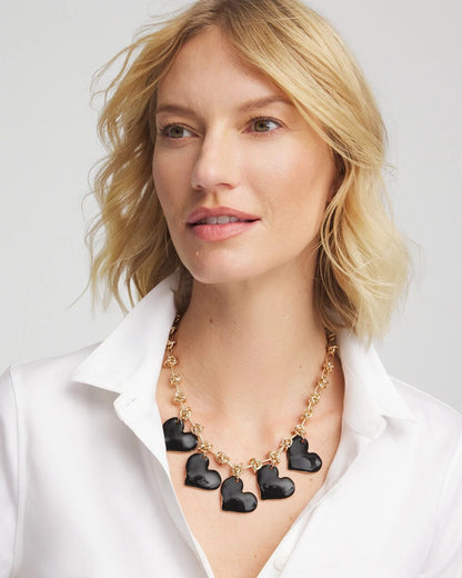 Chico's Trending - Black Heart Drop Off Necklace Black