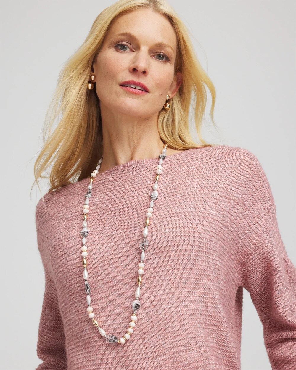 Chico's Latest - Pink Art Deco Beaded Necklace Pink