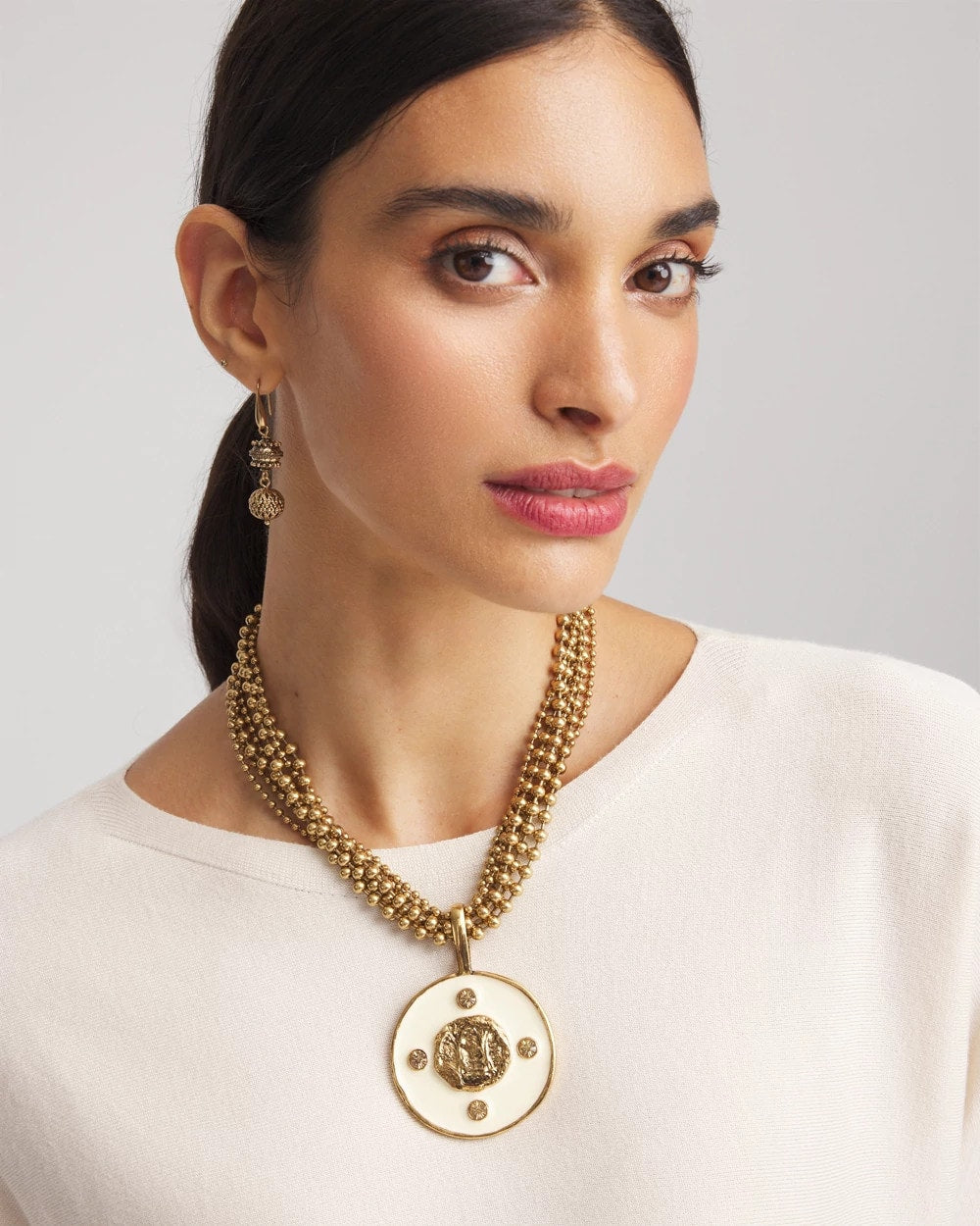 Chico's Latest - White Enamel Pendant Necklace White