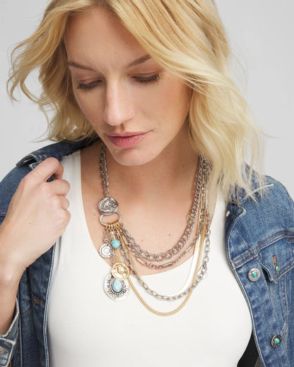 Chico's Latest - Equestrian Mixed-Metal Multistrand Necklace Mixed Metals