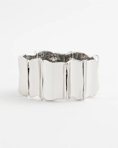 Chico's Best Price - Silvertone Wave Stretch Cuff Bracelet Silver