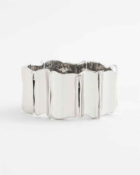 Chico's Best Price - Silvertone Wave Stretch Cuff Bracelet Silver