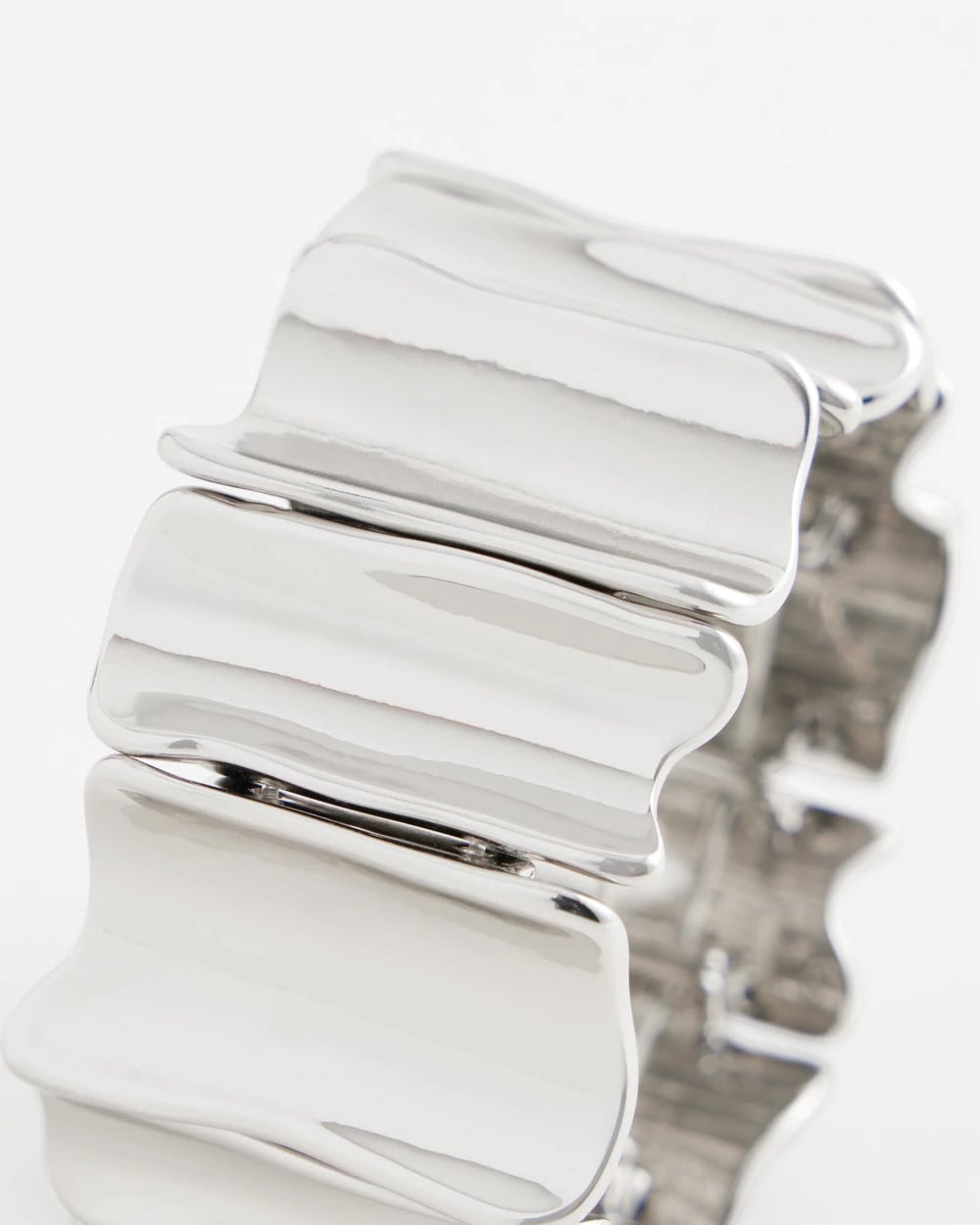 Chico's Best Price - Silvertone Wave Stretch Cuff Bracelet Silver