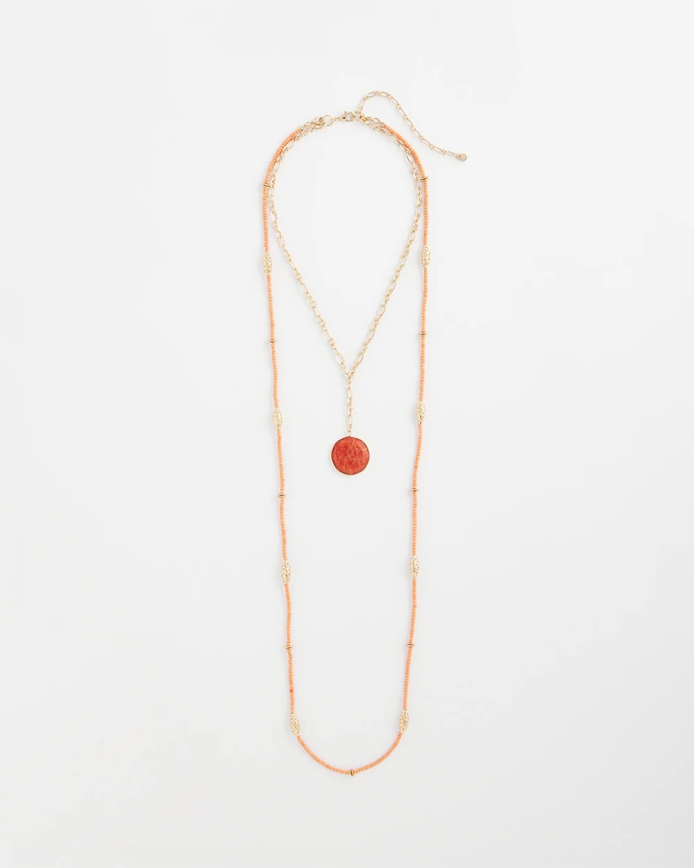 Chico's Featured - Convertible Beaded Pendant Necklace Orange