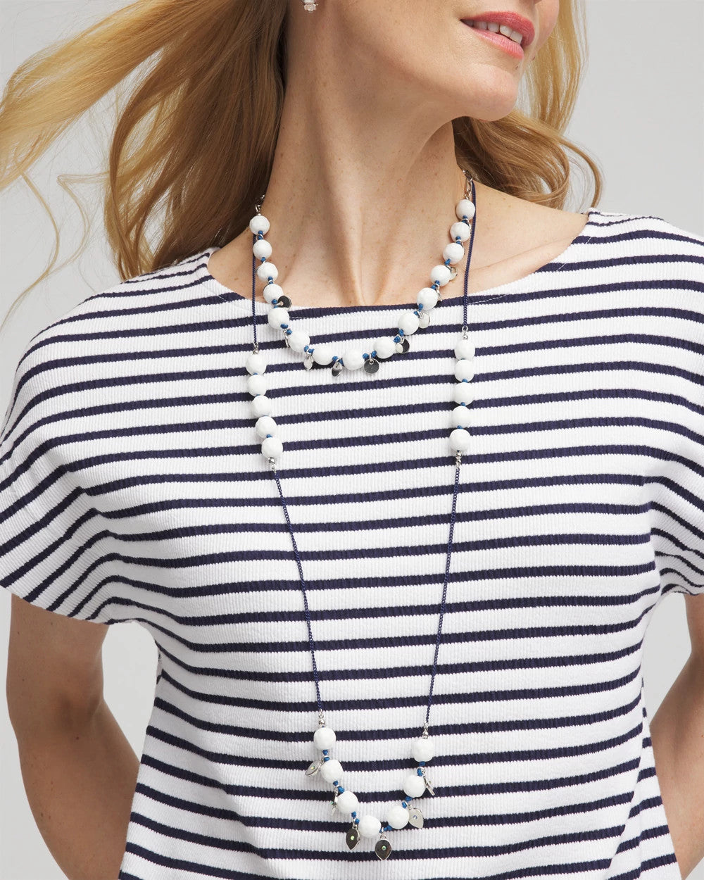 Chico's Classic - Convertible White Stone Necklace Blue And White