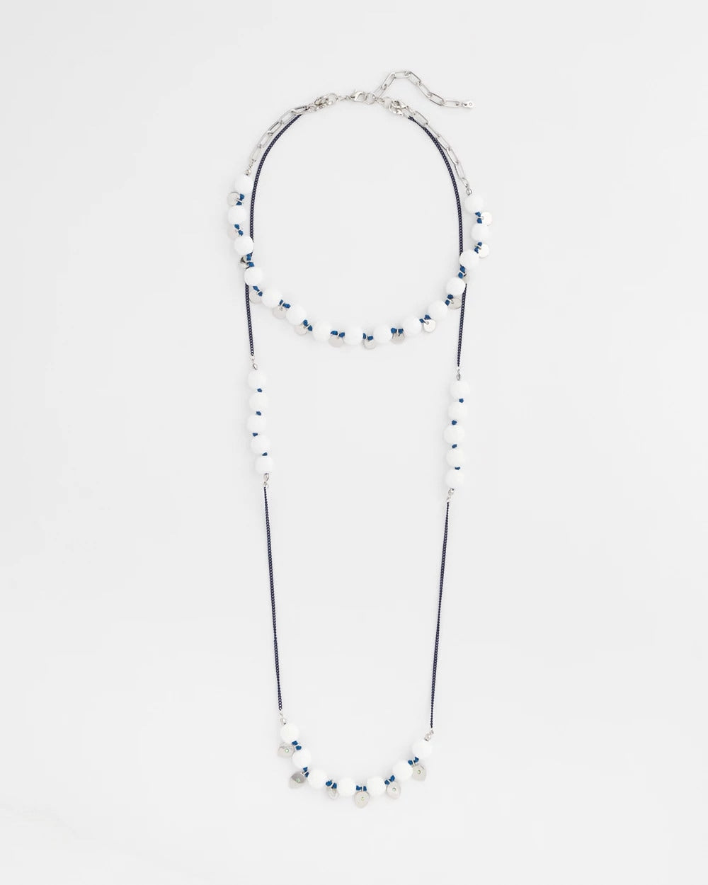 Chico's Classic - Convertible White Stone Necklace Blue And White