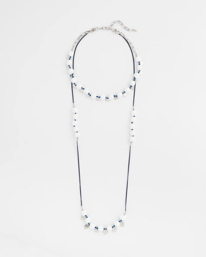 Chico's Classic - Convertible White Stone Necklace Blue And White