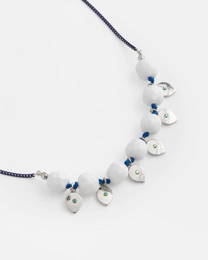 Chico's Classic - Convertible White Stone Necklace Blue And White