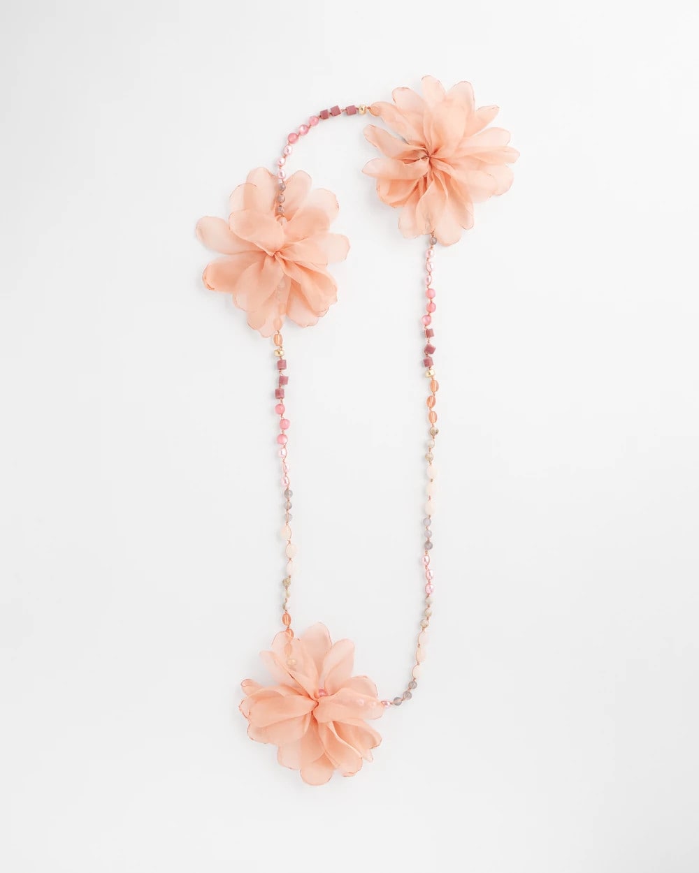 Chico's Popular - Pink Floral Aventurine Long Single Necklace Pink