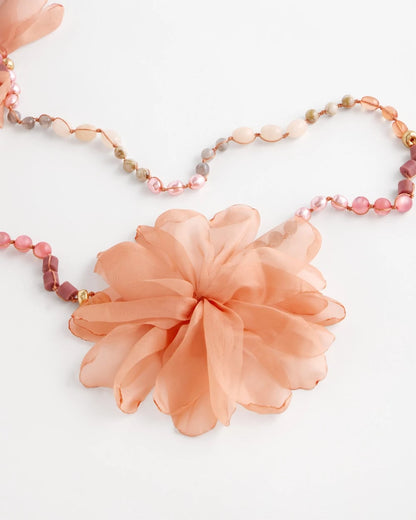Chico's Popular - Pink Floral Aventurine Long Single Necklace Pink