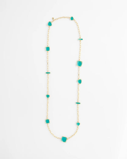 Chico's New - Gold Tone Single-Strand Necklace Blue