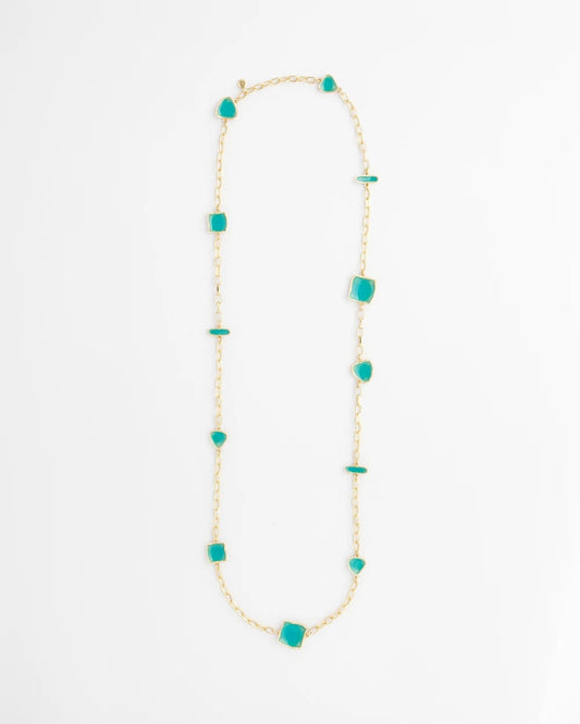 Chico's New - Gold Tone Single-Strand Necklace Blue