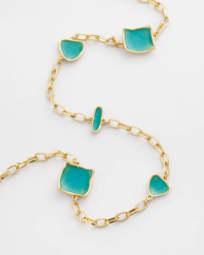 Chico's New - Gold Tone Single-Strand Necklace Blue