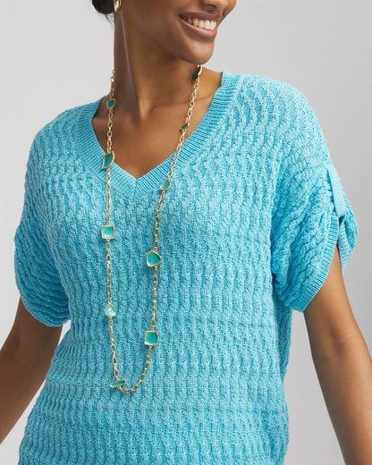 Chico's New - Gold Tone Single-Strand Necklace Blue
