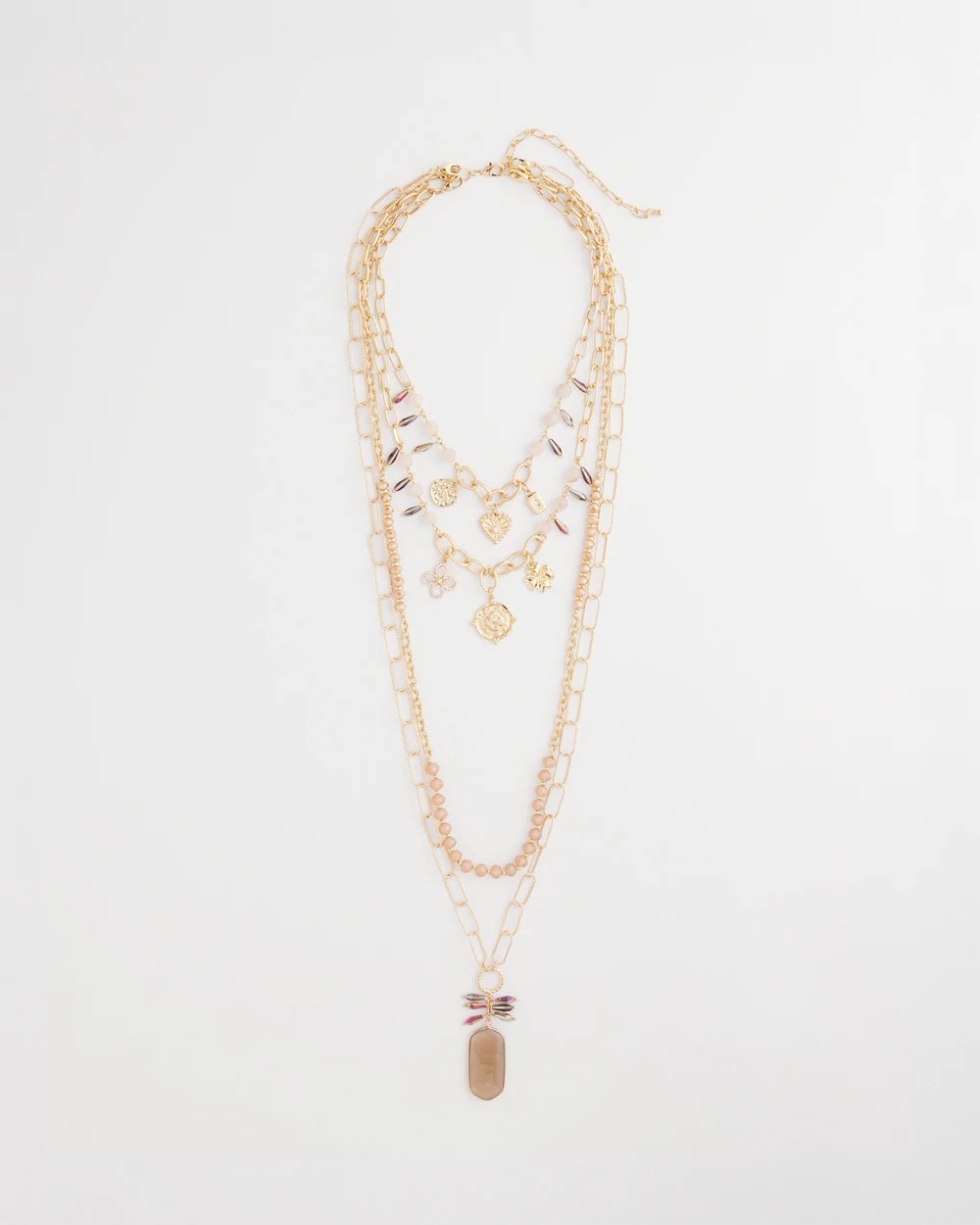 Chico's Discount - Convertible Pink & Gold Beaded Necklace Pink