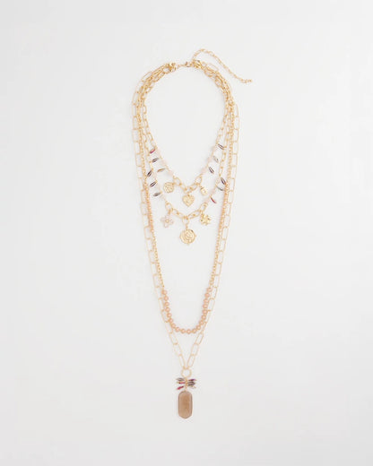 Chico's Discount - Convertible Pink & Gold Beaded Necklace Pink