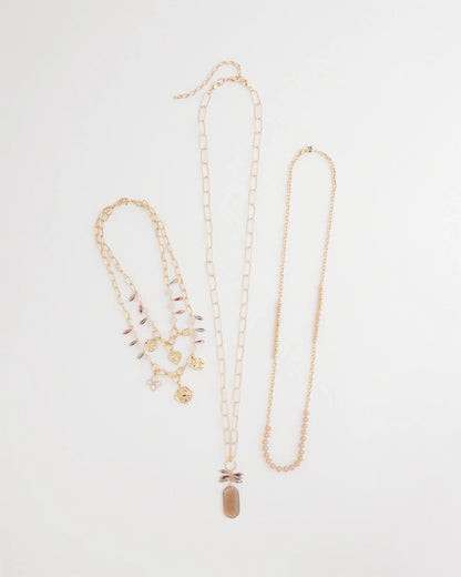 Chico's Discount - Convertible Pink & Gold Beaded Necklace Pink