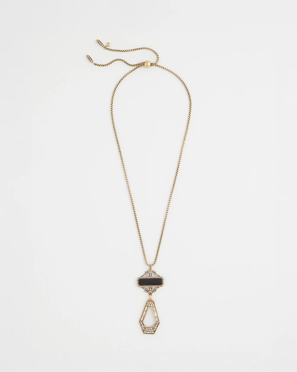 Chico's Value - Adjustable Amulet Pendant Necklace Black/Gold