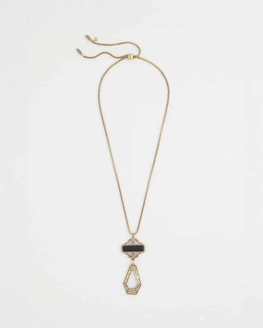 Chico's Value - Adjustable Amulet Pendant Necklace Black/Gold