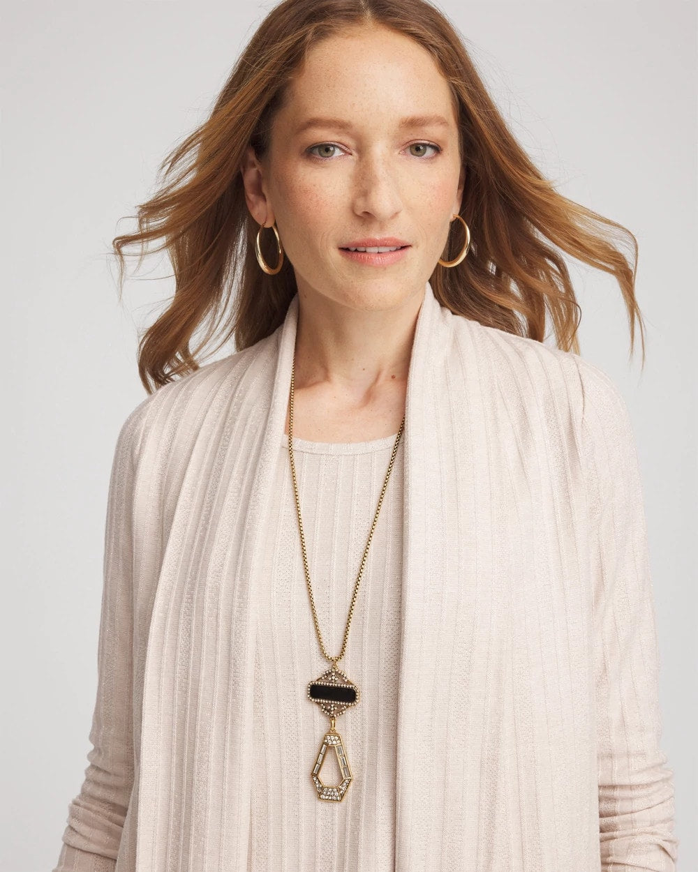 Chico's Value - Adjustable Amulet Pendant Necklace Black/Gold