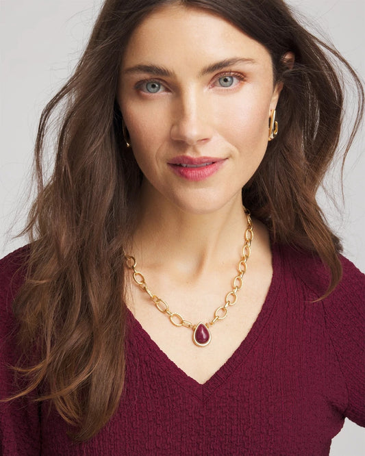 Chico's Hot Sale - Convertible Three-Strand Stone Pendant Necklace Purple