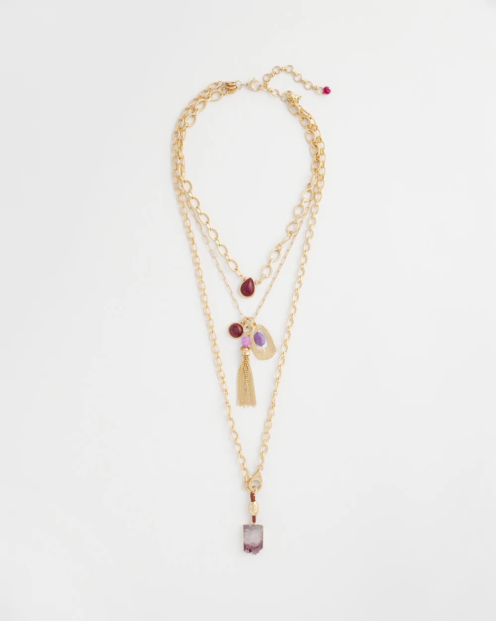 Chico's Hot Sale - Convertible Three-Strand Stone Pendant Necklace Purple