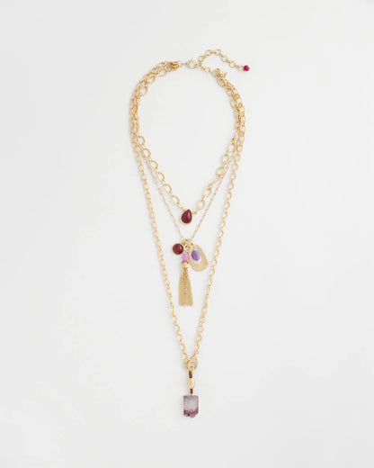 Chico's Hot Sale - Convertible Three-Strand Stone Pendant Necklace Purple