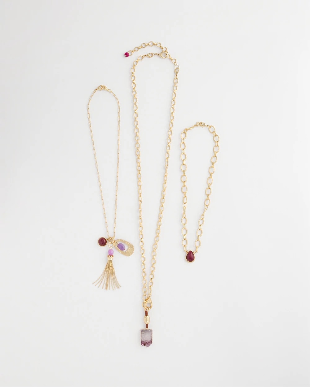 Chico's Hot Sale - Convertible Three-Strand Stone Pendant Necklace Purple