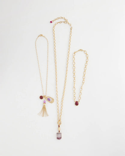 Chico's Hot Sale - Convertible Three-Strand Stone Pendant Necklace Purple