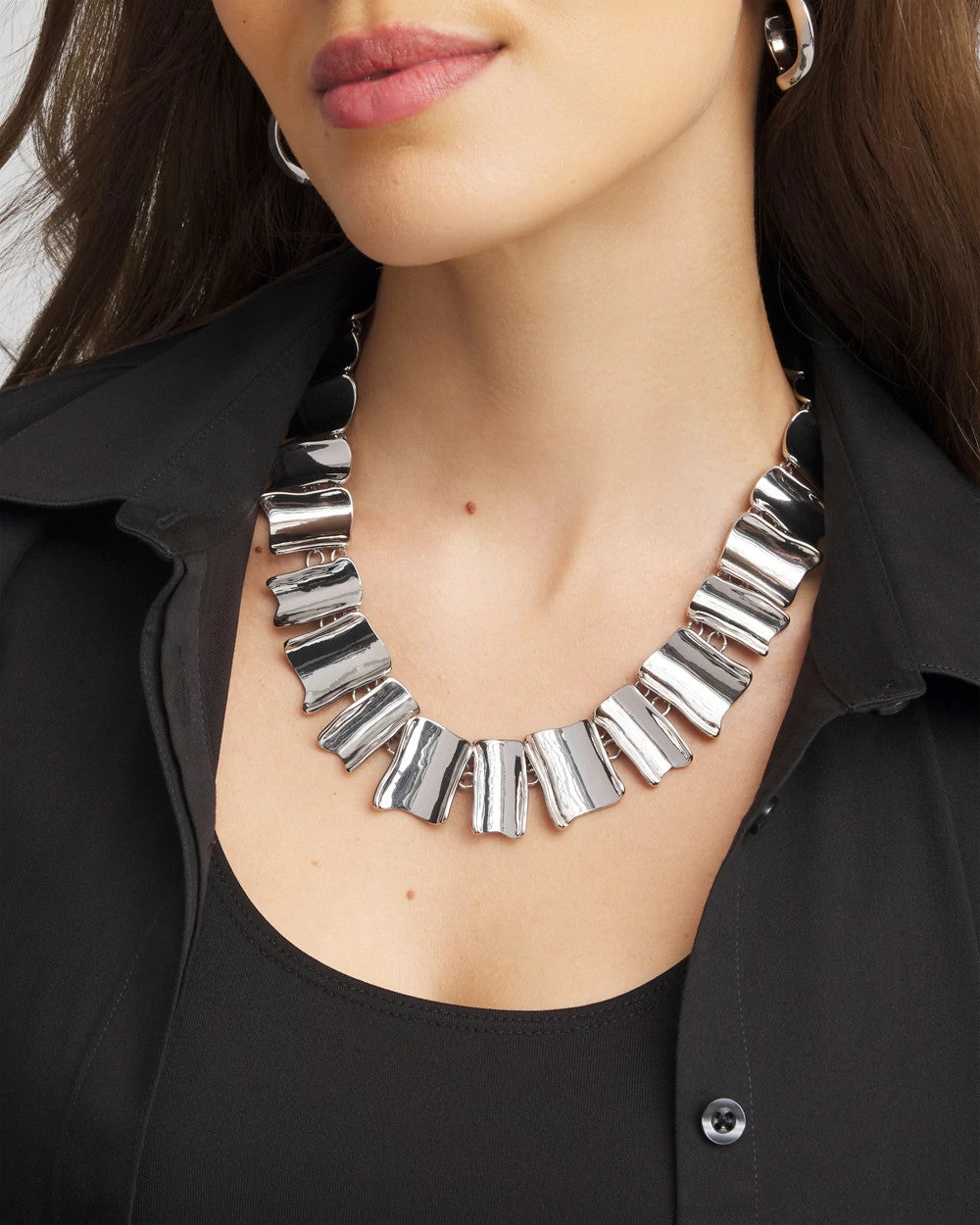 Chico's Special Offer - Silver Wave Collar Necklace Silver