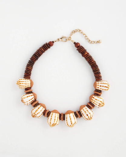 Chico's Great Value - Shell & Wood Bib Necklace Neutral