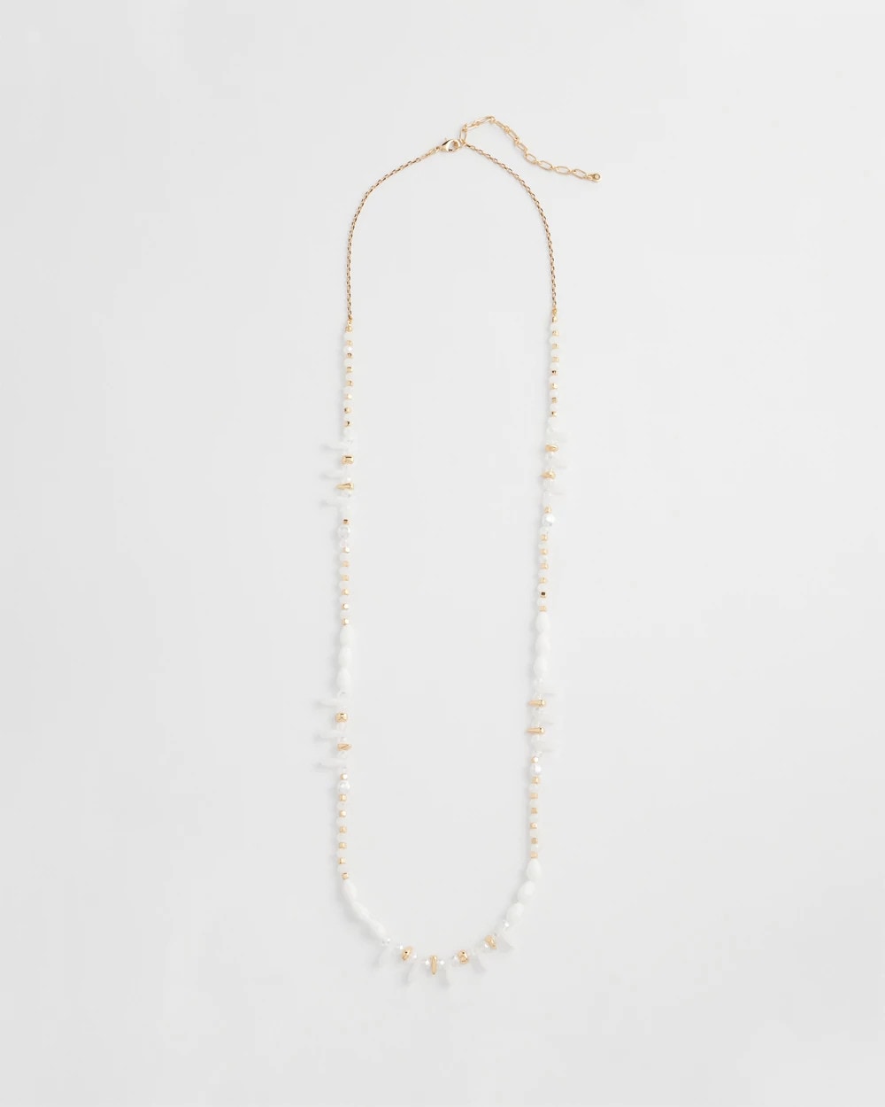 Chico's Signature - White Beaded Single Strand Necklace White