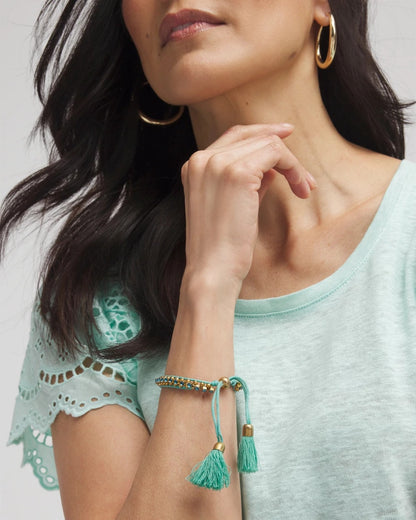 Chico's Signature - Adjustable Thread Wrapped Bracelet Turquoise