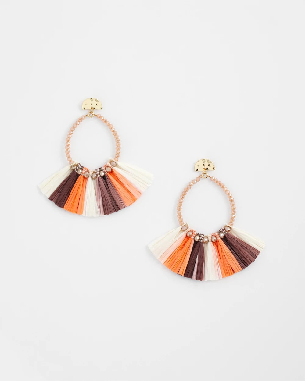 Chico's Signature - No Droop® Raffia Seed Bead Earrings Sunset Peach