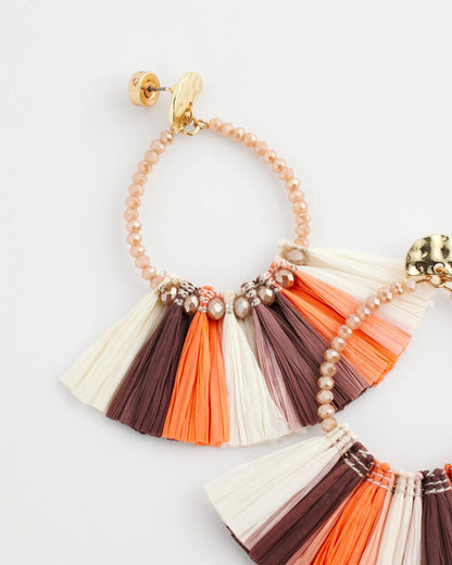 Chico's Signature - No Droop® Raffia Seed Bead Earrings Sunset Peach