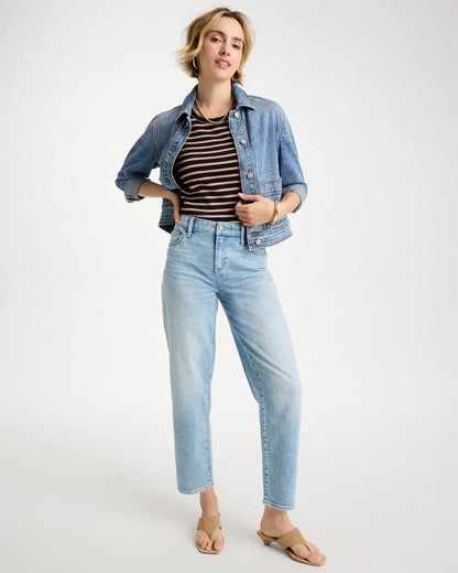 Chico's New - Striped High Neck Rib Tank Mocha Mousse