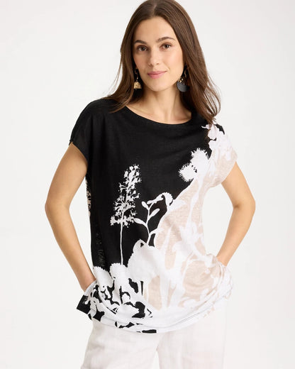 Chico's Quality - Linen Floral Seamed Tunic Black