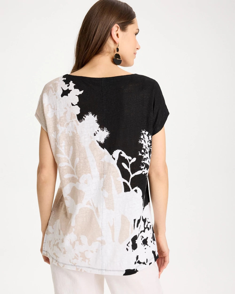Chico's Quality - Linen Floral Seamed Tunic Black