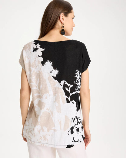 Chico's Quality - Linen Floral Seamed Tunic Black