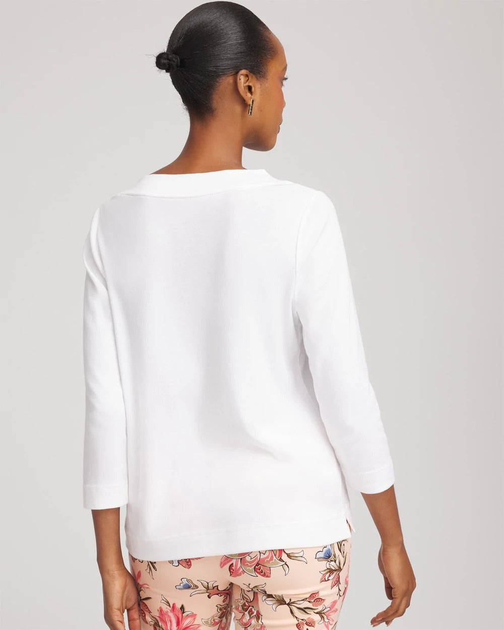 Chico's Everyday - Short Pima 3/4 Sleeve Tee Alabaster