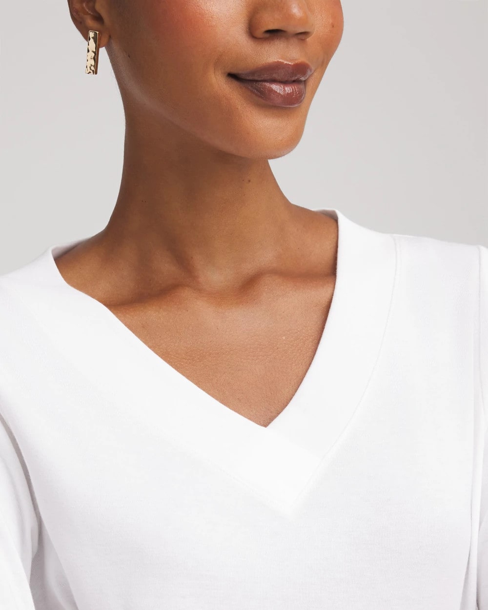 Chico's Everyday - Short Pima 3/4 Sleeve Tee Alabaster
