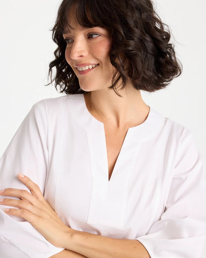 Chico's Customer Favorite - Poplin Cotton 3/4 Sleeve Popover Alabaster